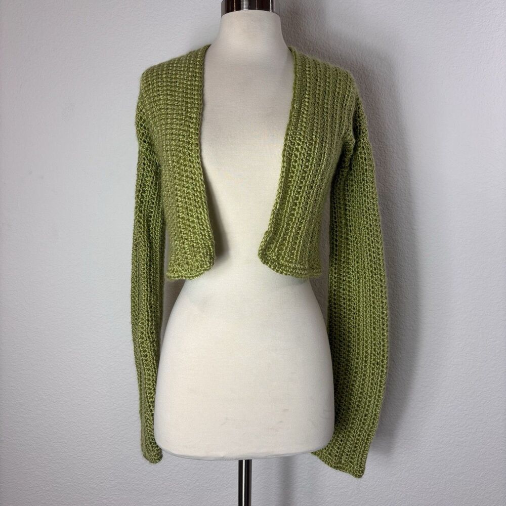 Unbranded Women’s Cardigan Sweater S Green Knit Bell Sleeve Fairy Whimsical Mori